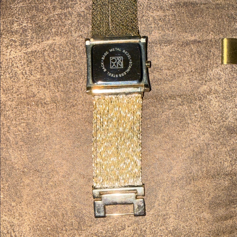 NY Square Gold Face Wristwatch with Metallic Brown Strap - Picture 5 of 6